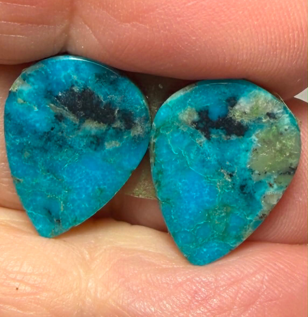 Teardrop 18x13mm Arizona Turquoise Cabochon Pair 14