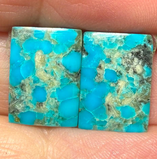 Rectangle 15x11mm Arizona Turquoise Cabochon Pair 16