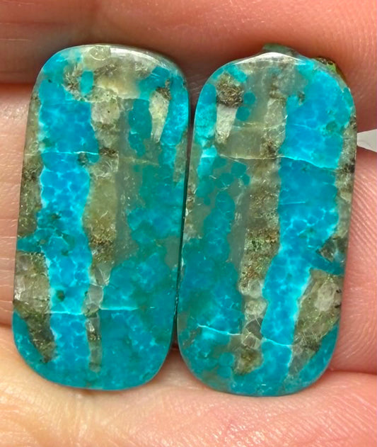 Rectangle 22x10mm Arizona Turquoise Cabochon Pair 24