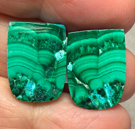 Freeform 19x14mm Malachite Chrysocolla Cabochon Pair 06