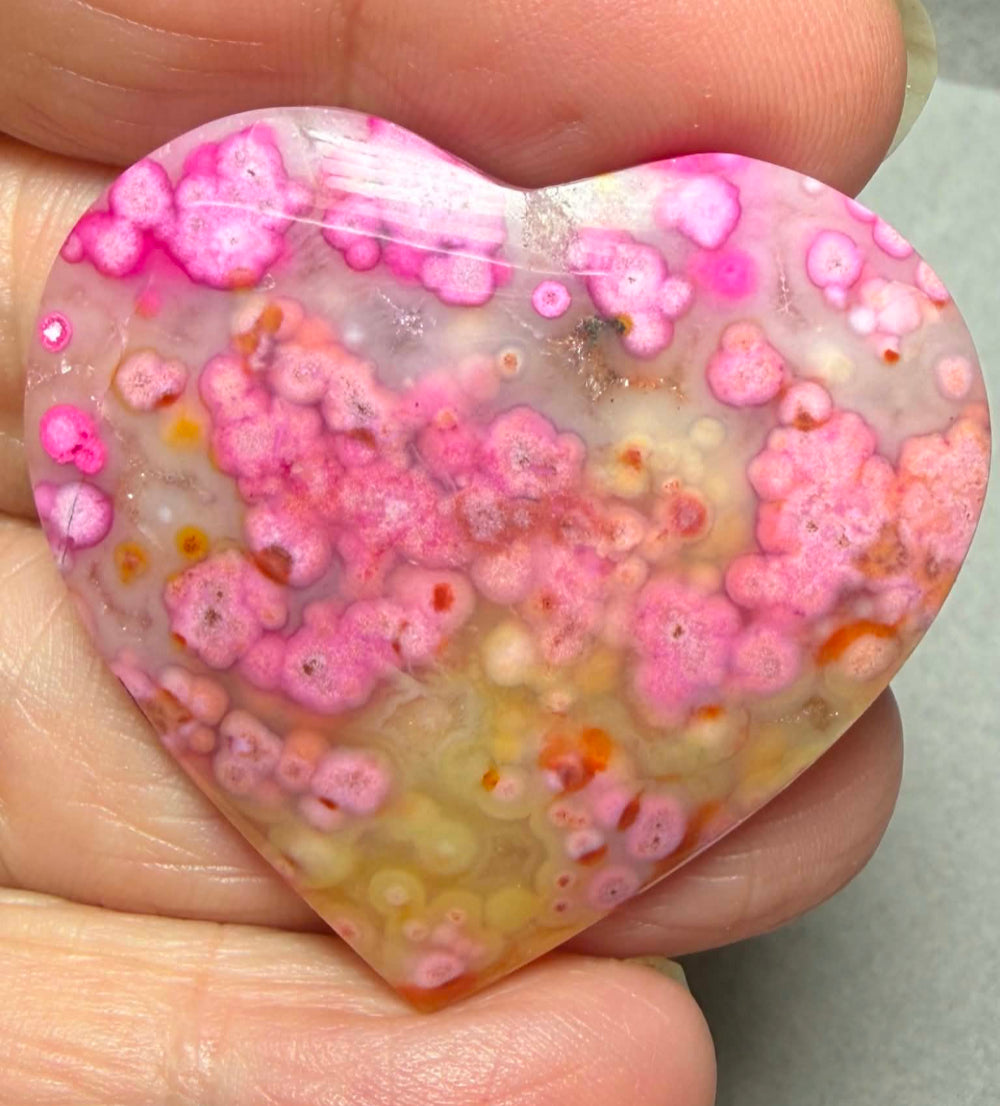 Heart 38x40mm Coloured Ocean Jasper Cabochon 02