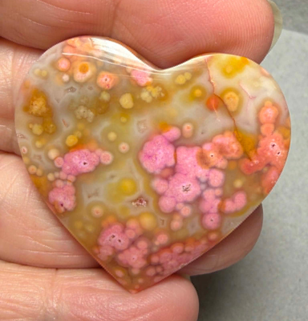 Heart 37x39mm Coloured Ocean Jasper Cabochon 05