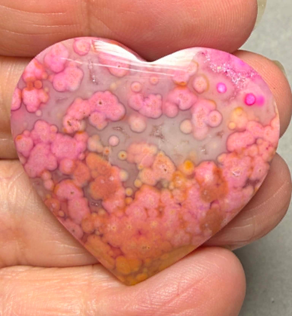 Heart 34x37mm Coloured Ocean Jasper Cabochon 06