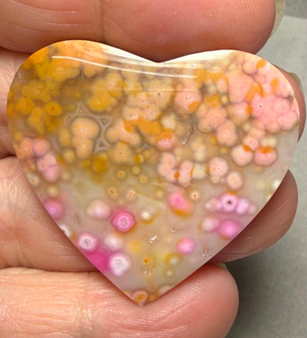 Heart 37x40mm Coloured Ocean Jasper Cabochon 07