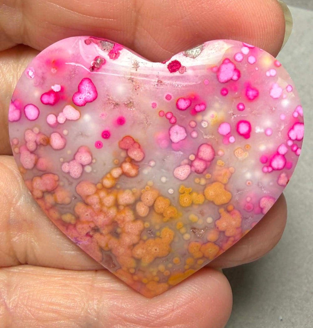 Heart 39x44mm Coloured Ocean Jasper Cabochon 08