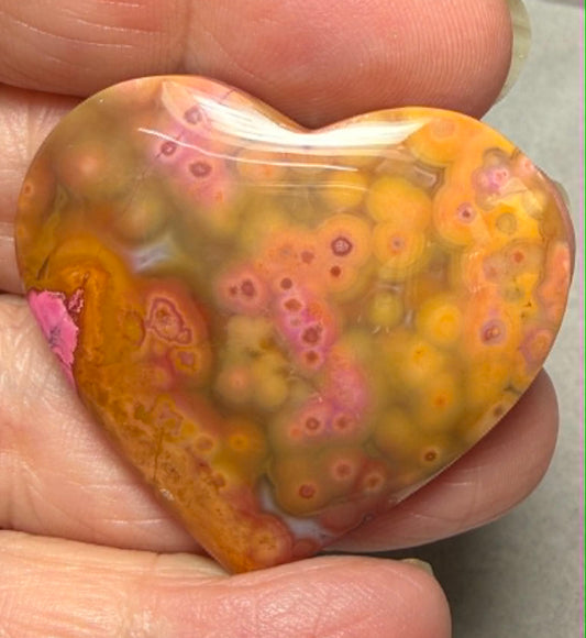 Heart 37x39mm Coloured Ocean Jasper Cabochon 12