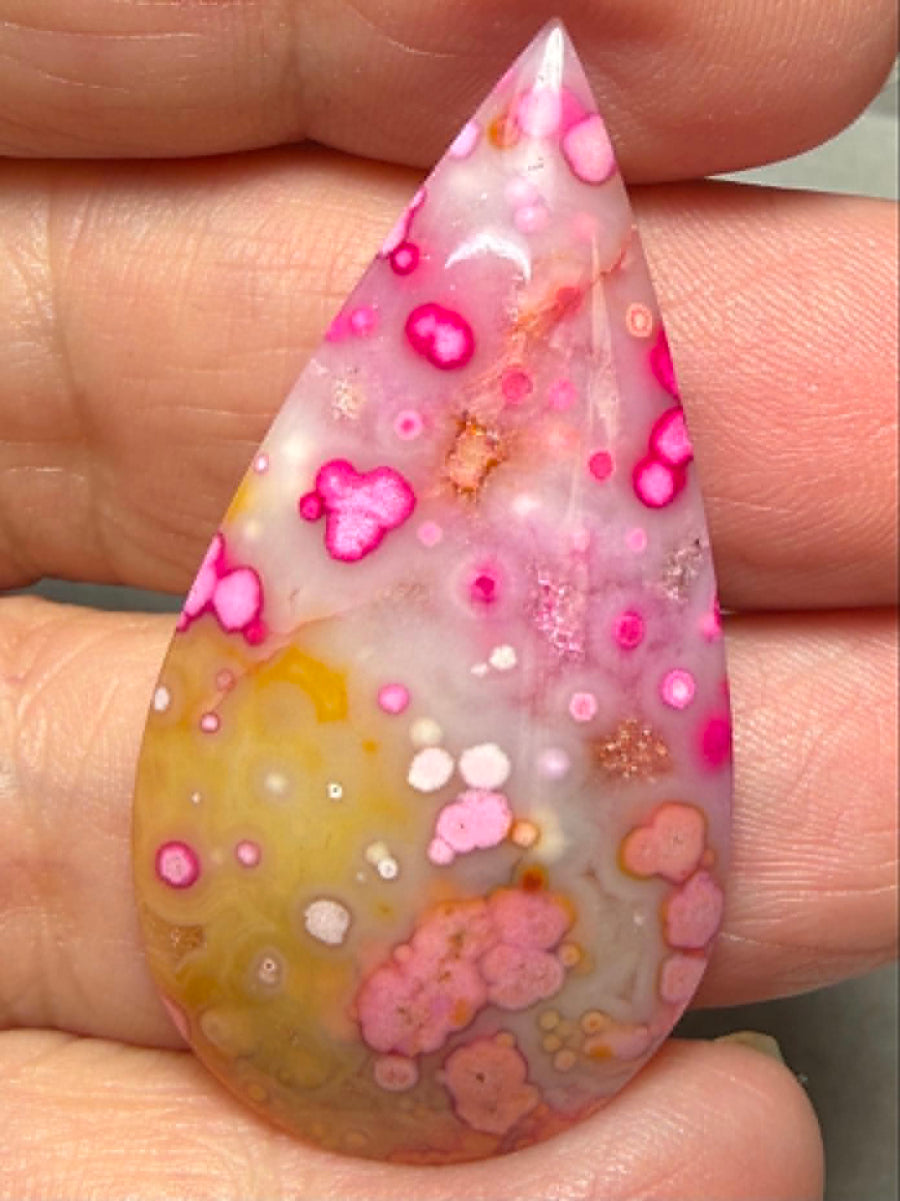 Teardrop 45x23mm Coloured Ocean Jasper Cabochon 18