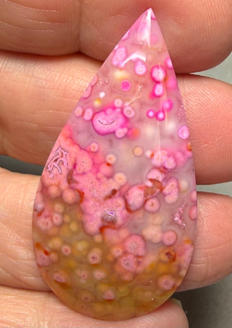 Teardrop 46x24mm Coloured Ocean Jasper Cabochon 24