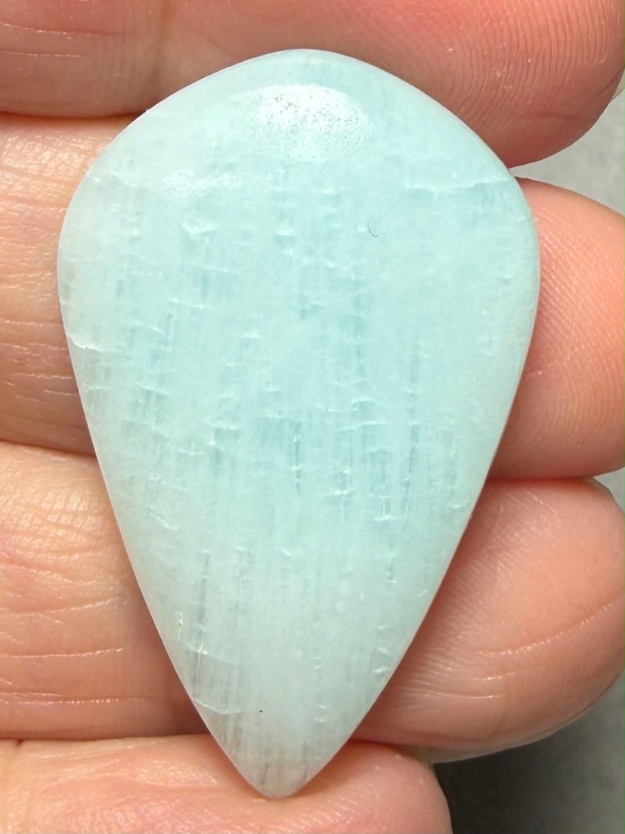 Teardrop 36x23mm Caribbean Blue Calcite Cabochon 38