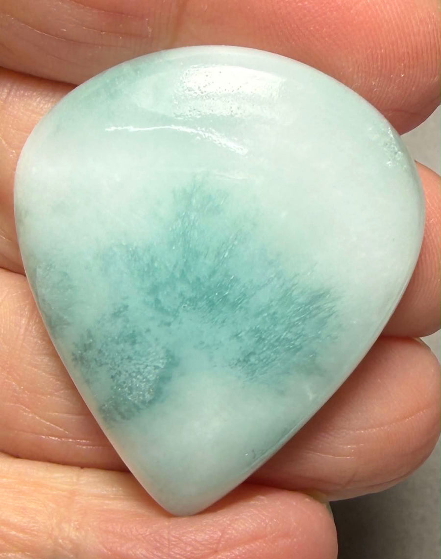 Teardrop 38x33mm Caribbean Blue Calcite Cabochon 48
