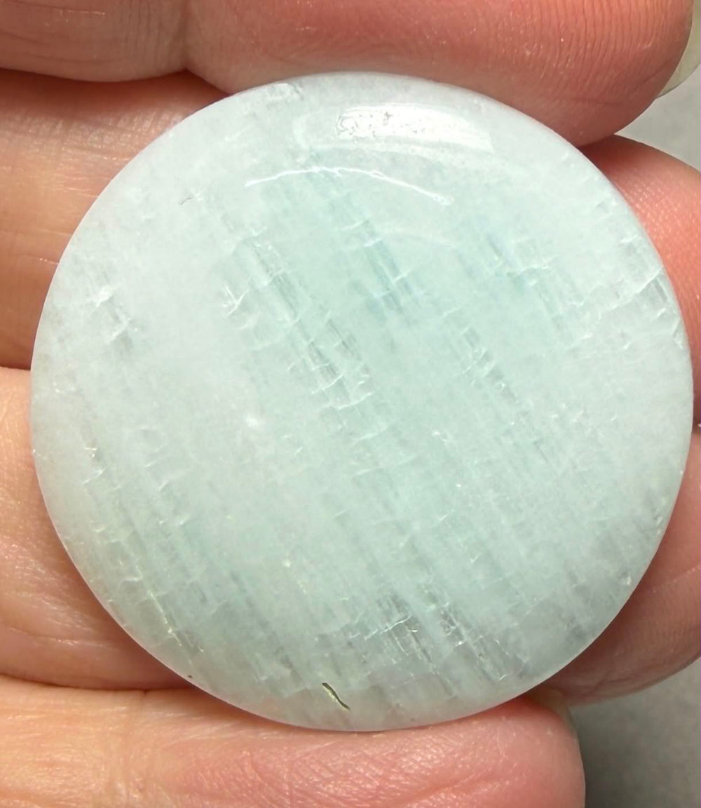 Round 32x32mm Caribbean Blue Calcite Cabochon 52