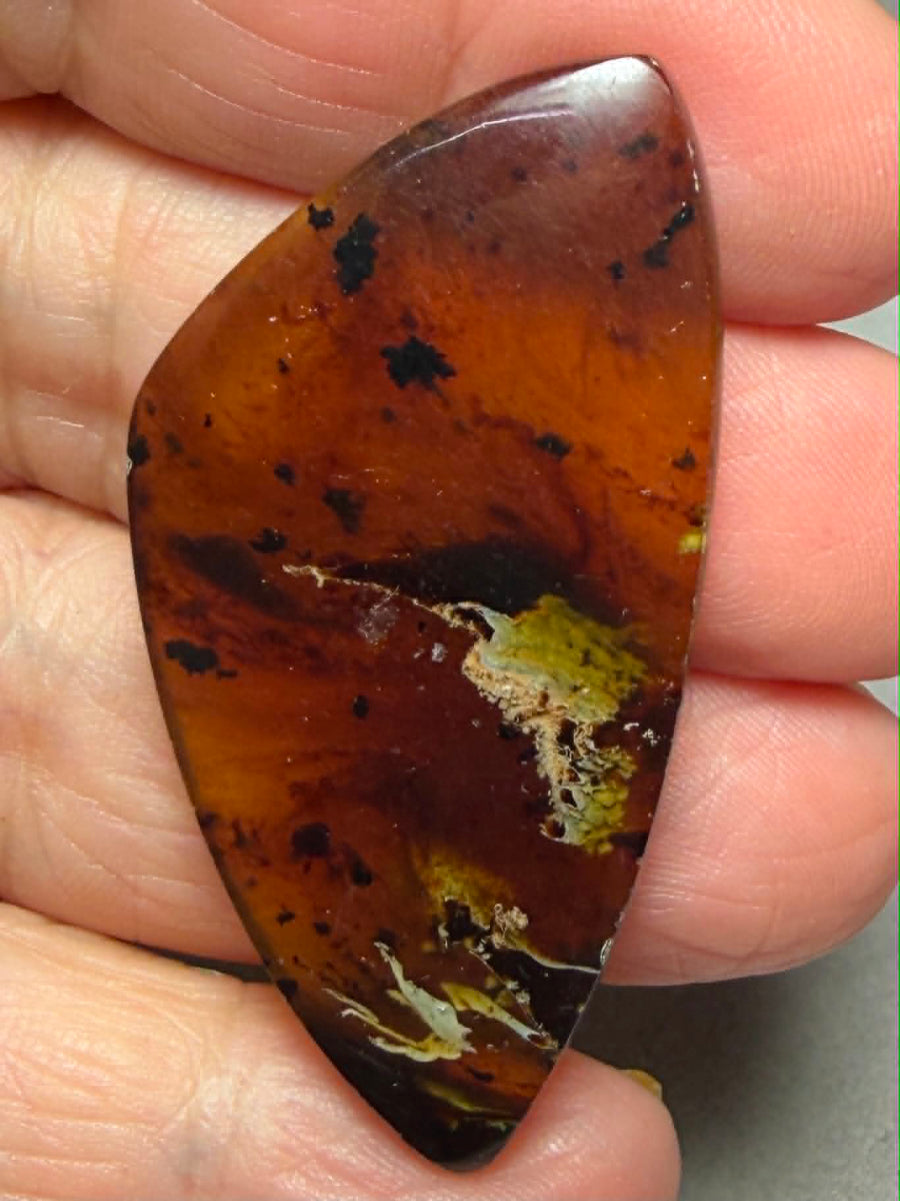 Freeform 49x25mm Indonesian Red Amber Cabochon 11