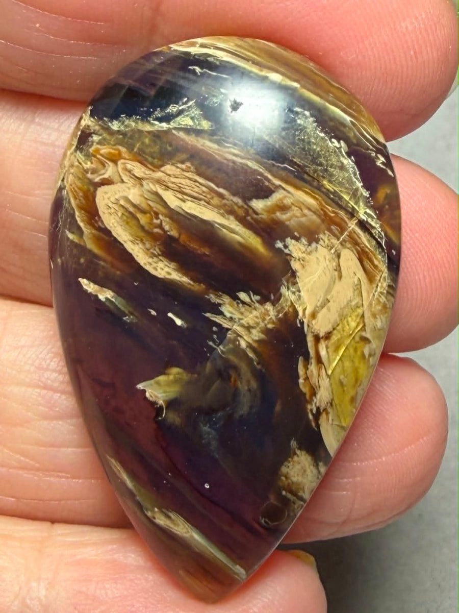 Teardrop 42x26mm Indonesian Red Amber Cabochon 13