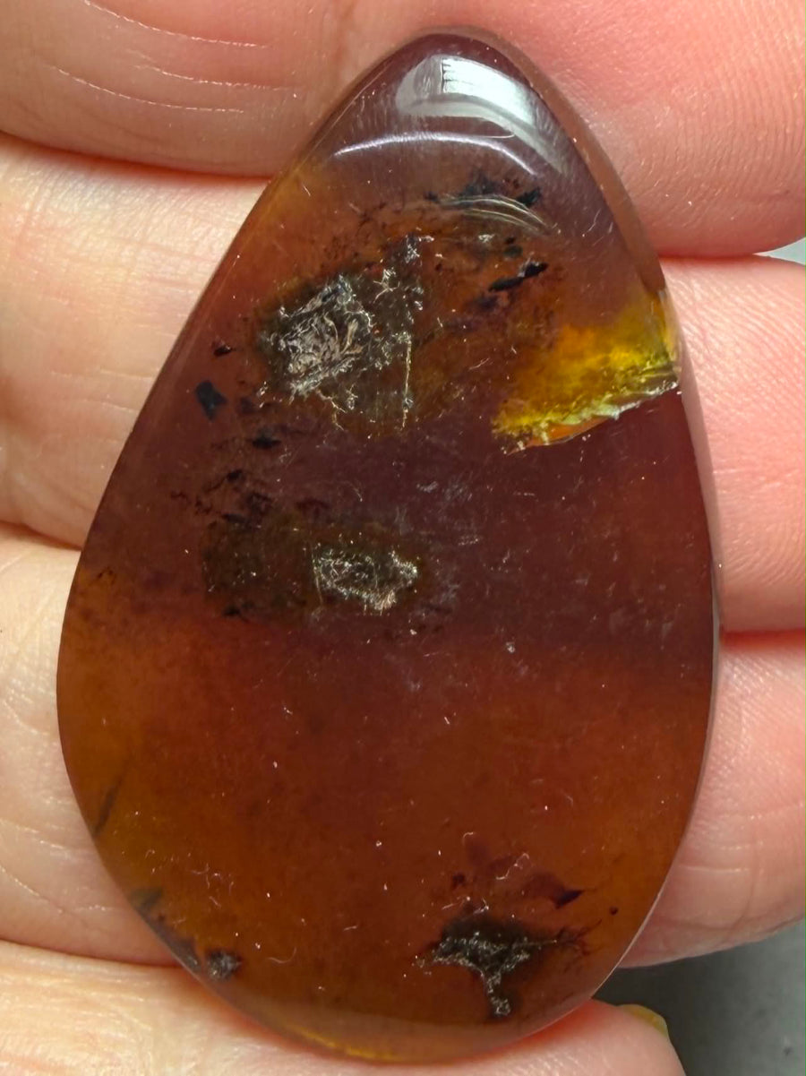 Freeform 43x27mm Indonesian Red Amber Cabochon 15