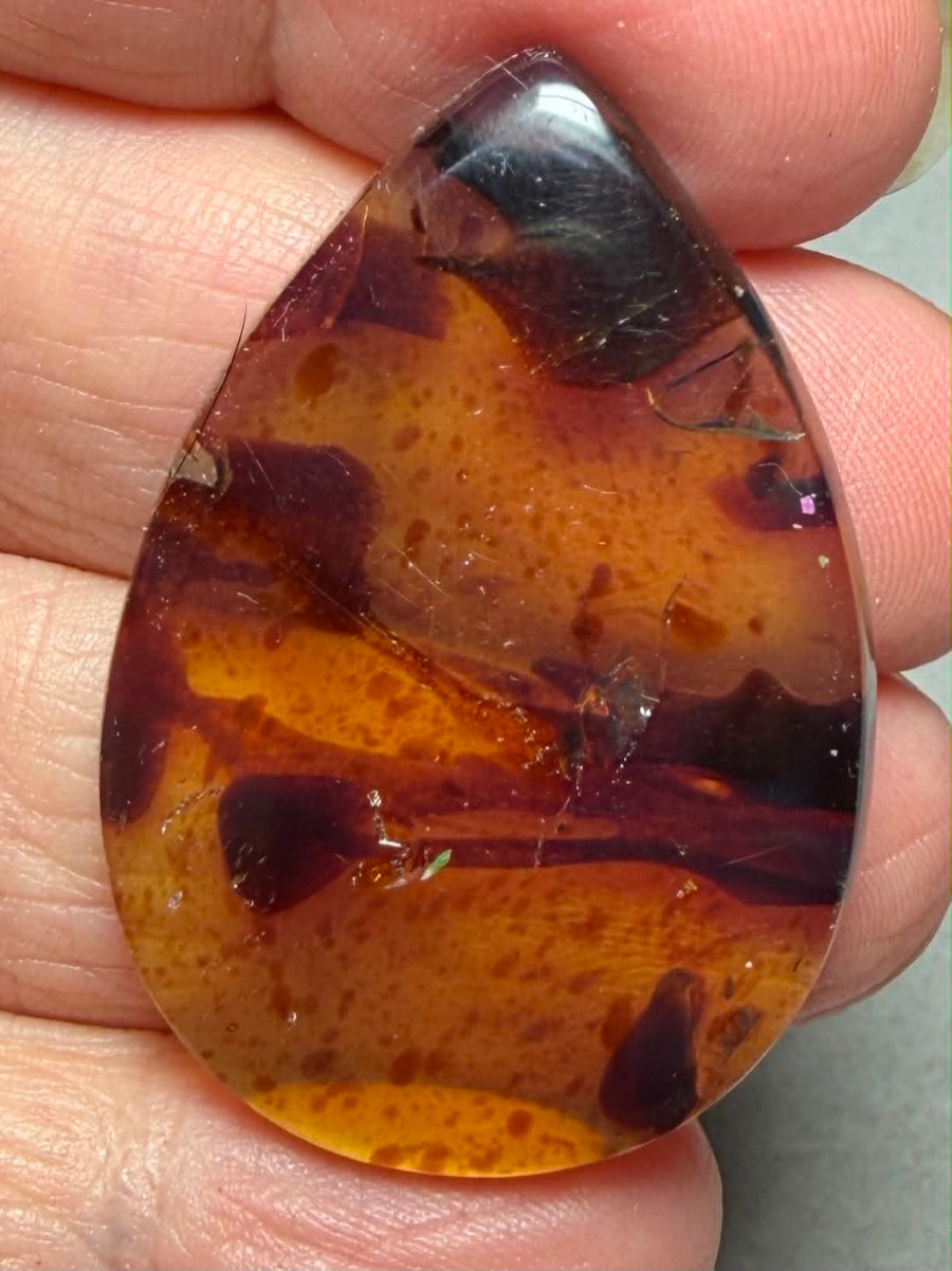 Teardrop 40x28mm Indonesian Red Amber Cabochon 21
