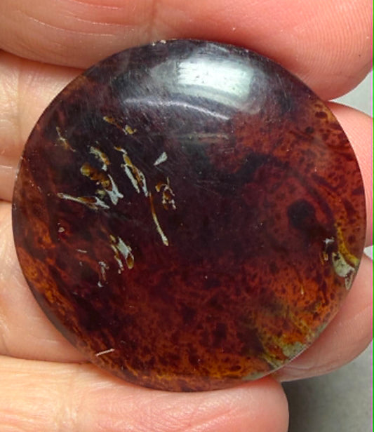 Round 35x35mm Indonesian Red Amber Cabochon 24