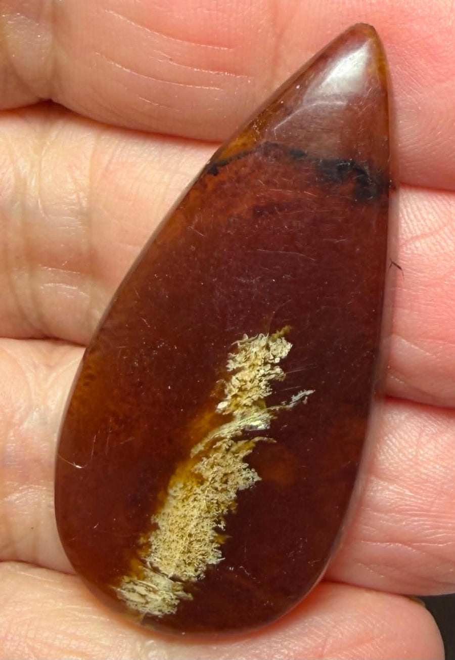 Teardrop 46x23mm Indonesian Red Amber Cabochon 26