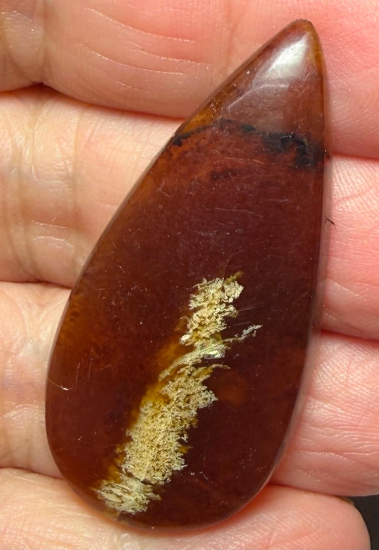 Teardrop 46x23mm Indonesian Red Amber Cabochon 26