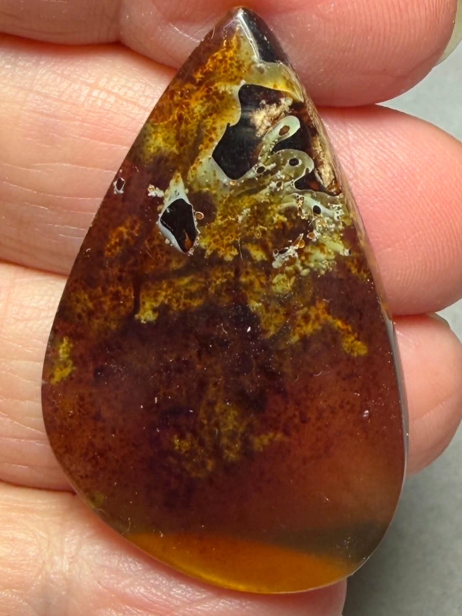Freeform 42x27mm Indonesian Red Amber Cabochon 30