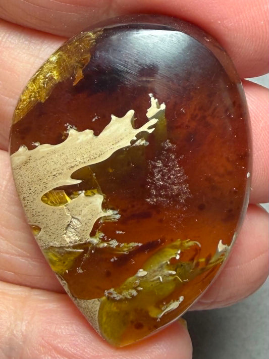 Freeform 41x30mm Indonesian Red Amber Cabochon 32