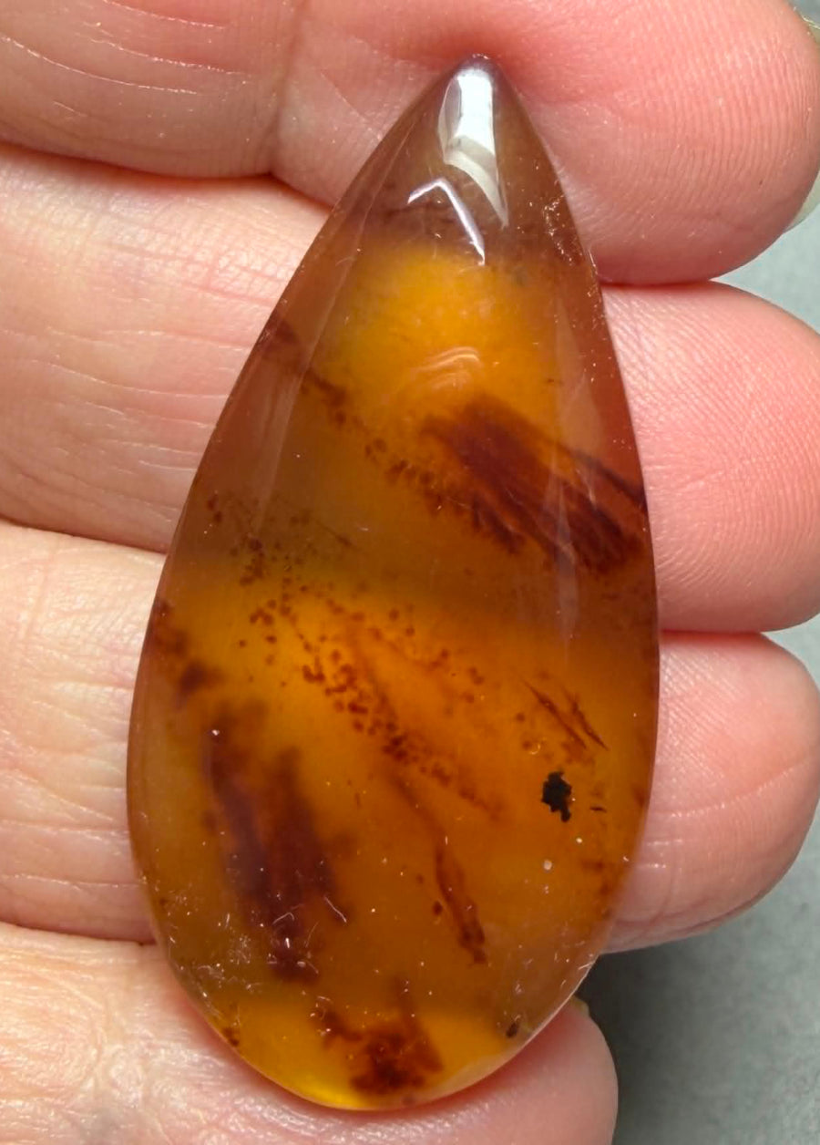 Teardrop 44x22mm Indonesian Red Amber Cabochon 33