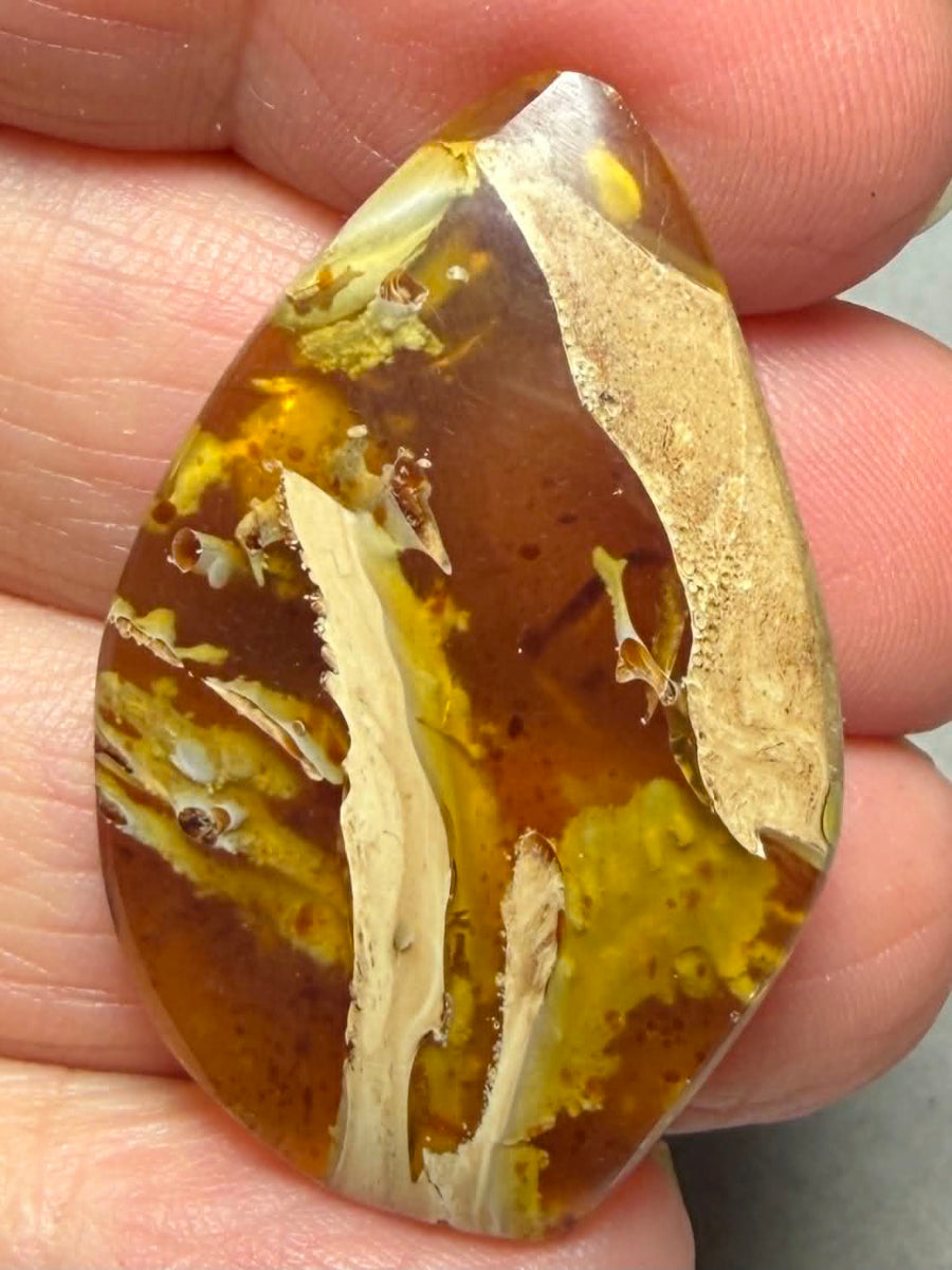 Freeform 38x24mm Indonesian Red Amber Cabochon 36