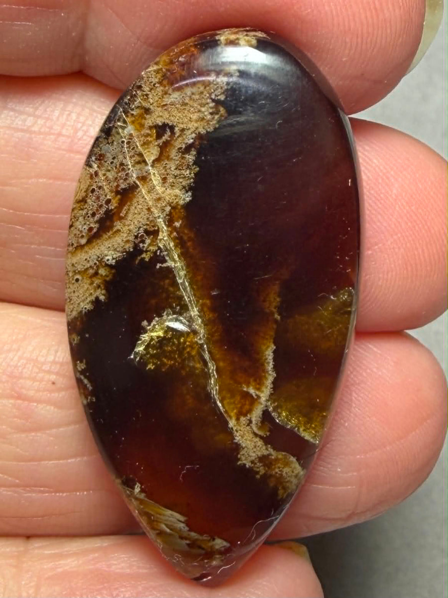 Freeform 39x20mm Indonesian Red Amber Cabochon 39
