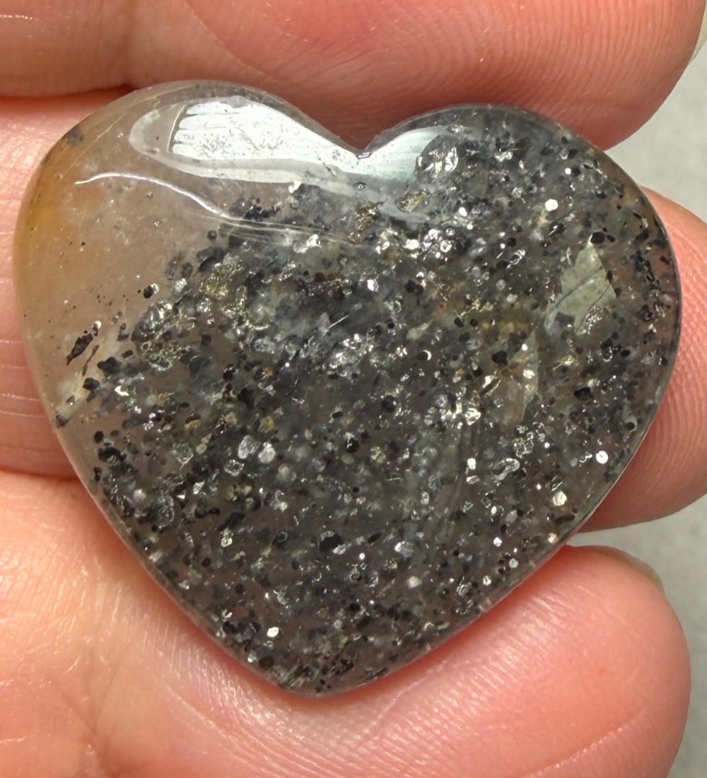 Heart 24x27mm Galaxy Star Sunstone Cabochon 07