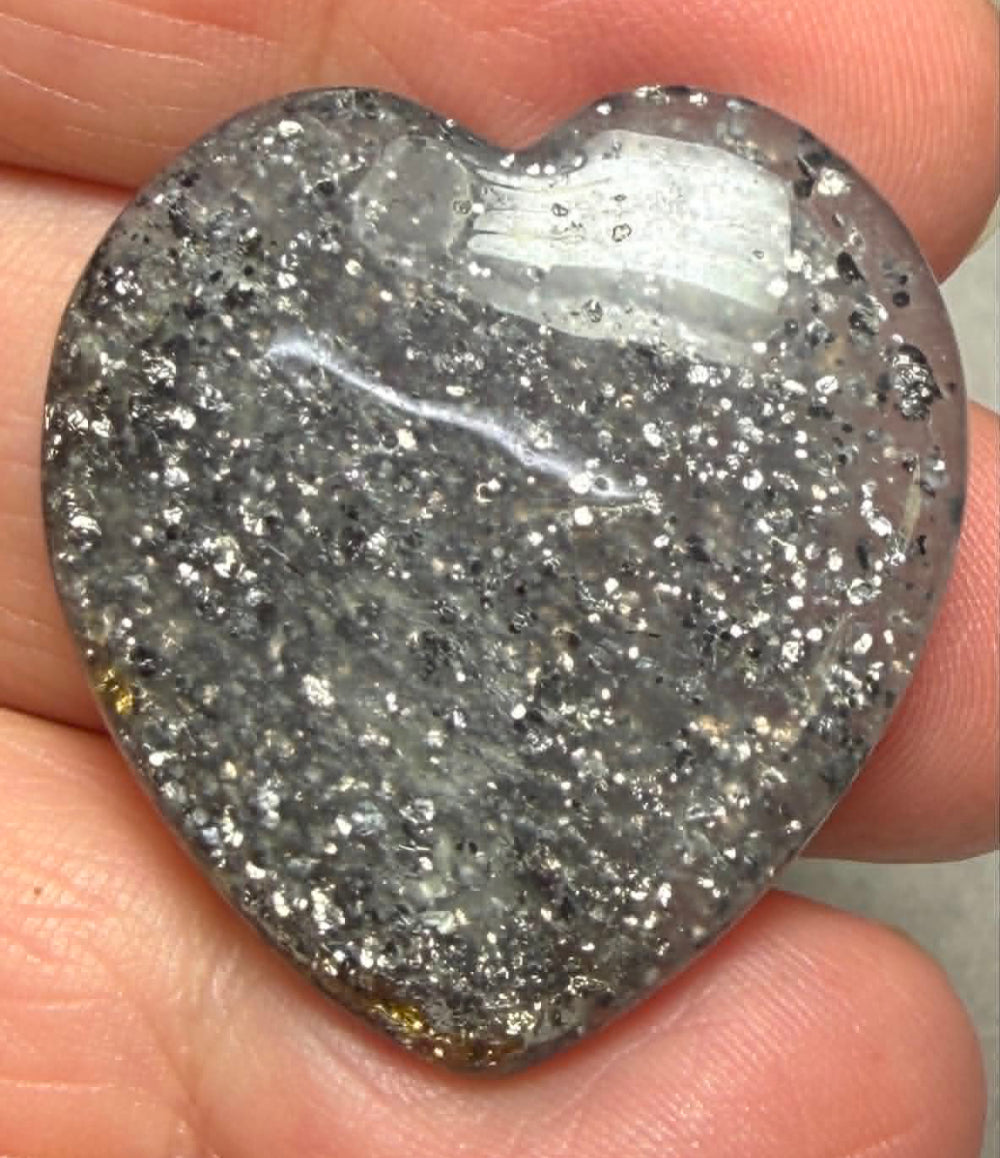 Heart 30x29mm Galaxy Star Sunstone Cabochon 19