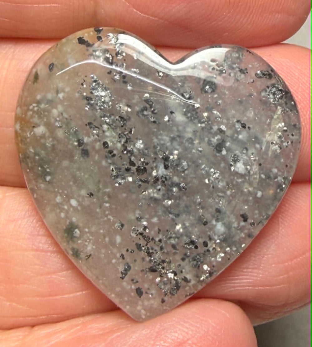 Heart 28x28mm Galaxy Star Sunstone Cabochon 24