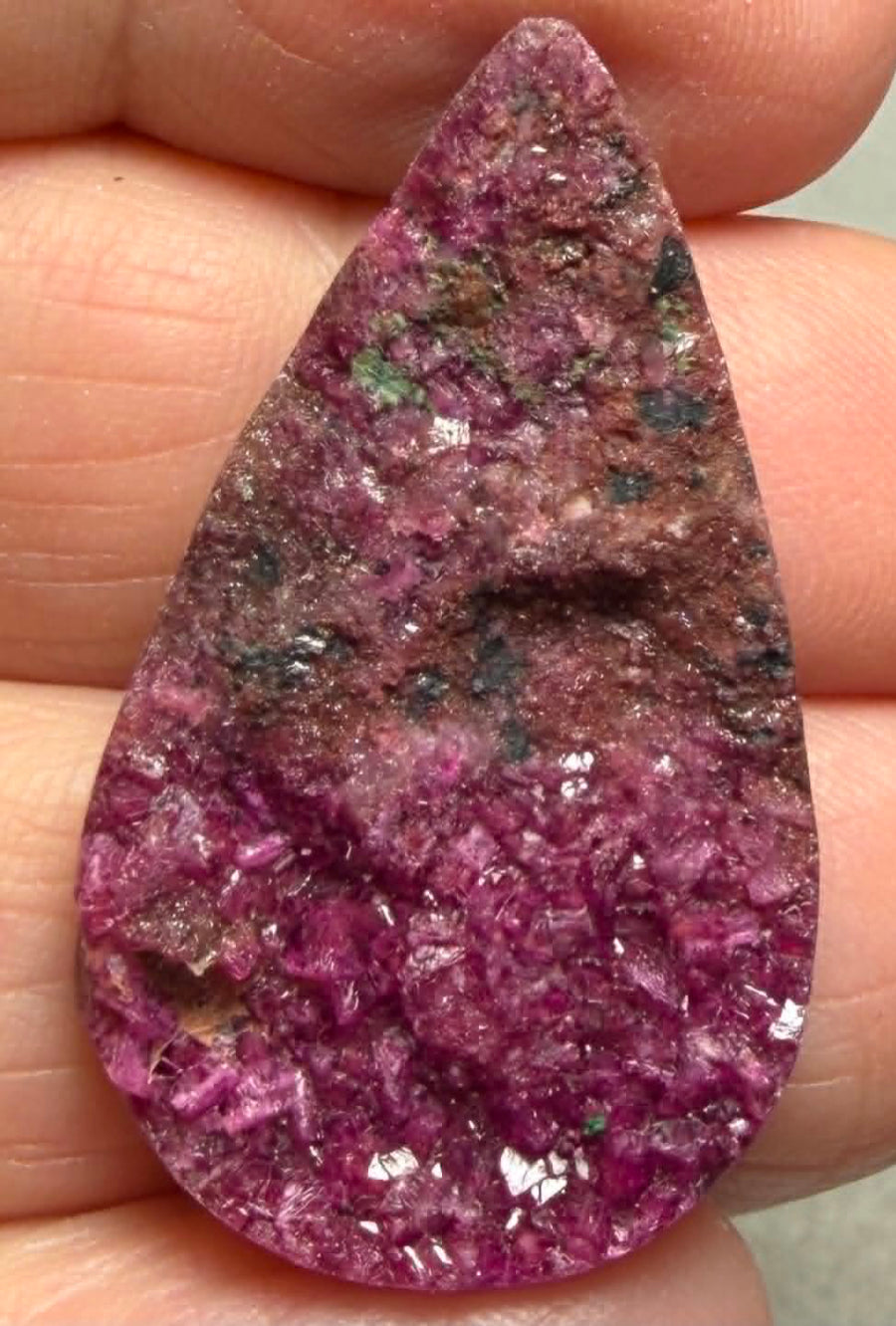 Teardrop 34x20mm Druzy Cobalt Calcite Cabochon 06