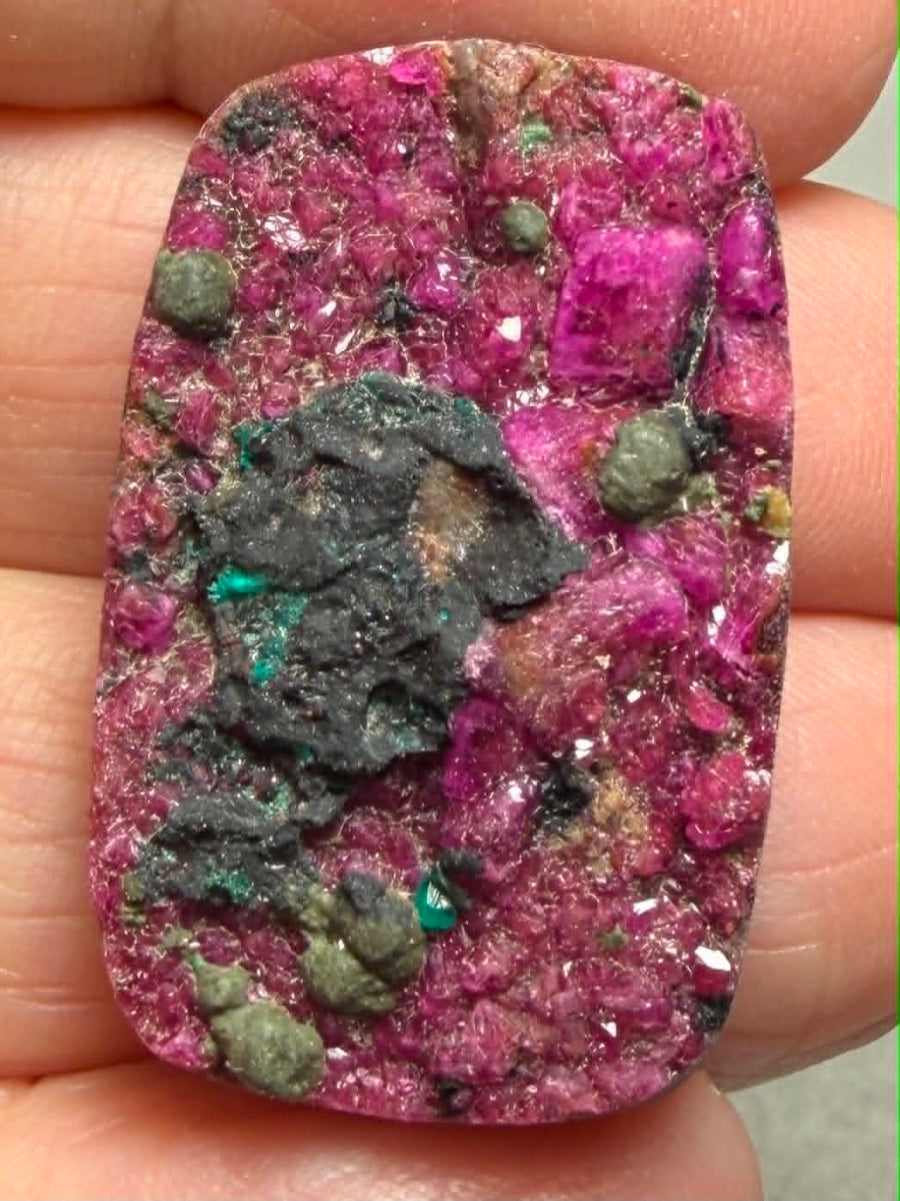 Rectangle 31x20mm Druzy Cobalt Calcite Cabochon 07