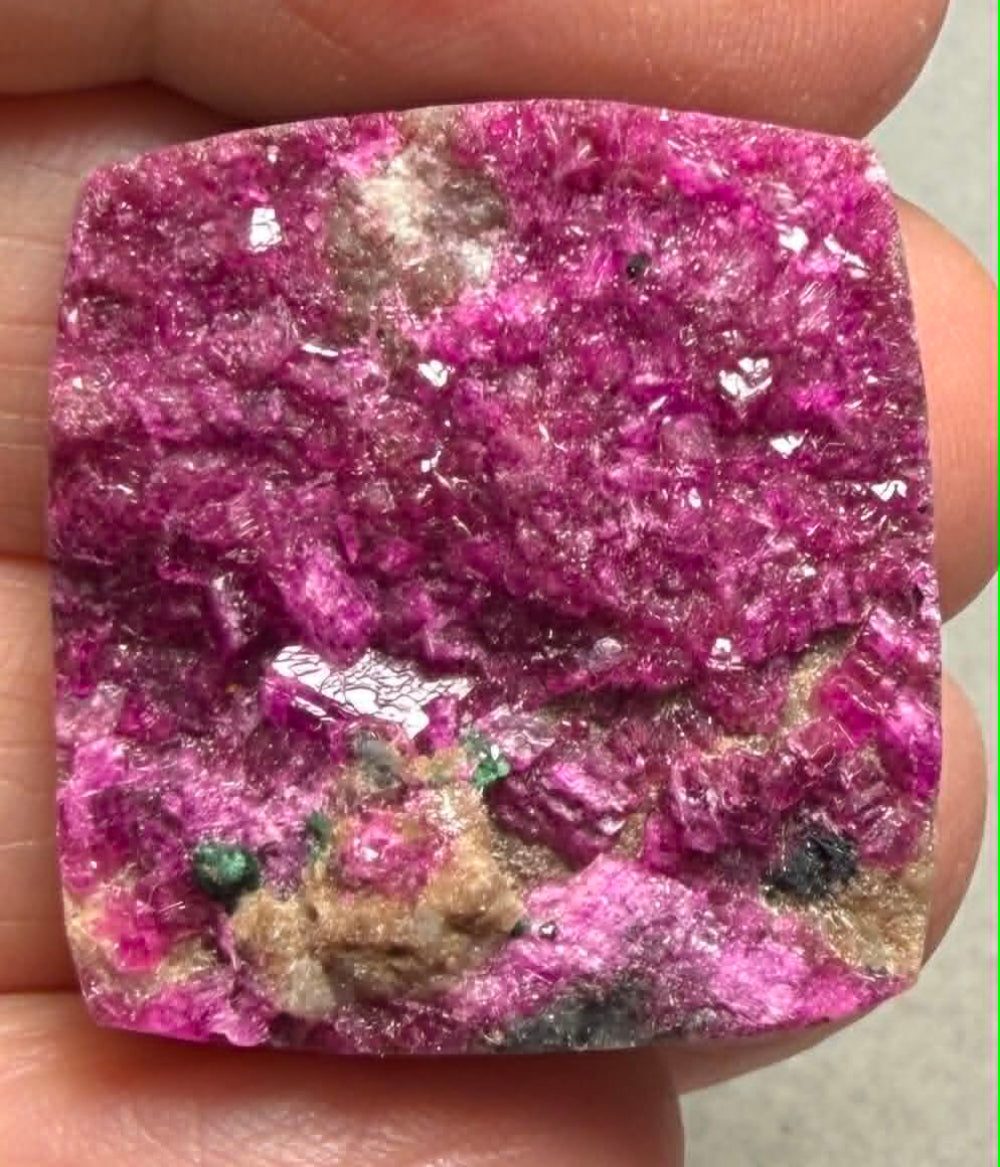Rectangle 27x25mm Druzy Cobalt Calcite Cabochon 24