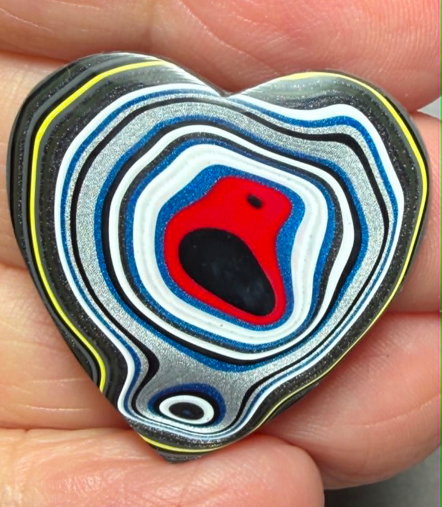 Heart 28x29mm Kenworth Fordite Cabochon 70