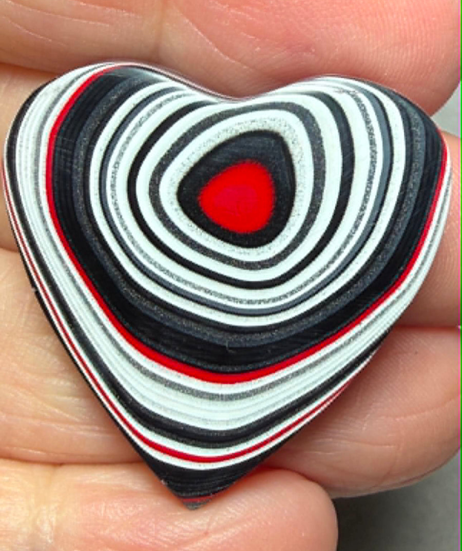 Heart 33x31mm Kenworth Fordite Cabochon 84