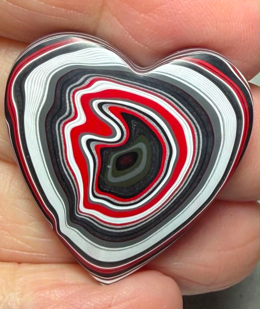 Heart 32x31mm Kenworth Fordite Cabochon 91