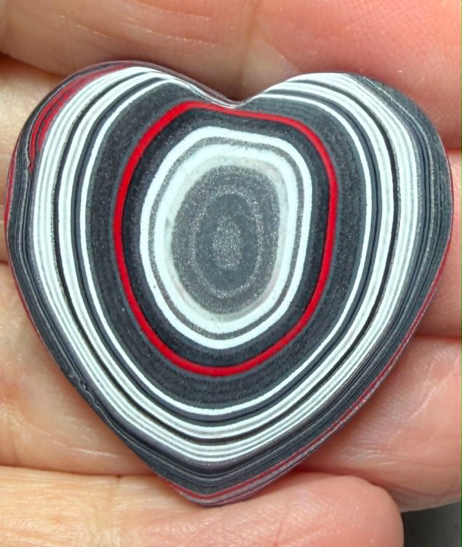Heart 33x32mm Kenworth Fordite Cabochon 93