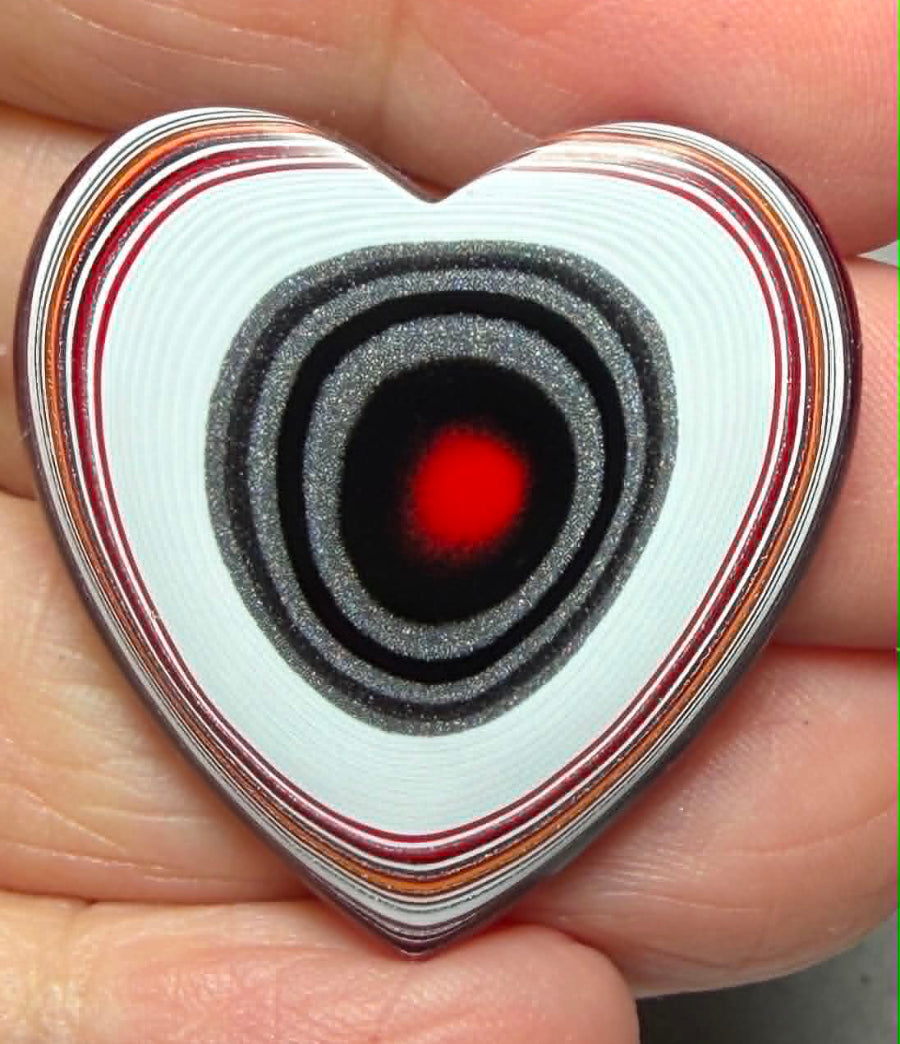 Heart 32x31mm Kenworth Fordite Cabochon 97