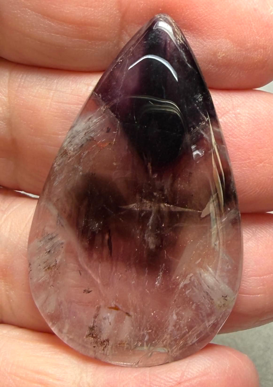 Teardrop 45x28mm Phantom Amethyst Cabochon 14