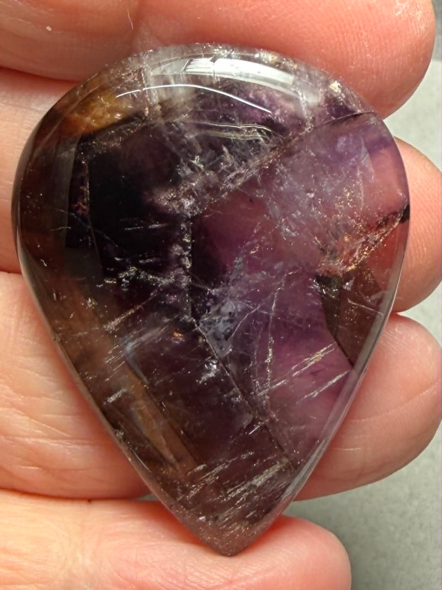 Teardrop 40x30mm Phantom Amethyst Cabochon 33