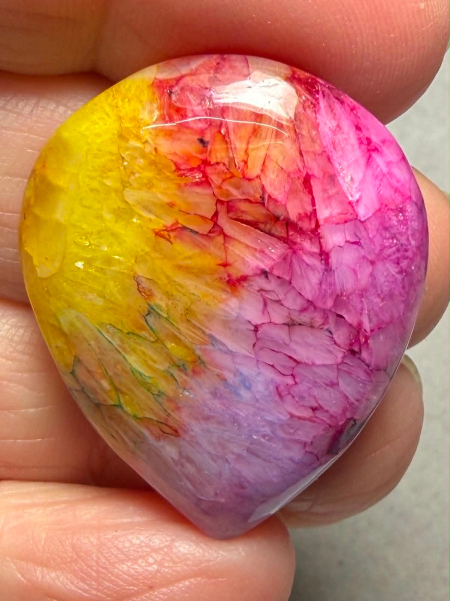 Teardrop 33x27mm Rainbow Solar Quartz Cabochon 94