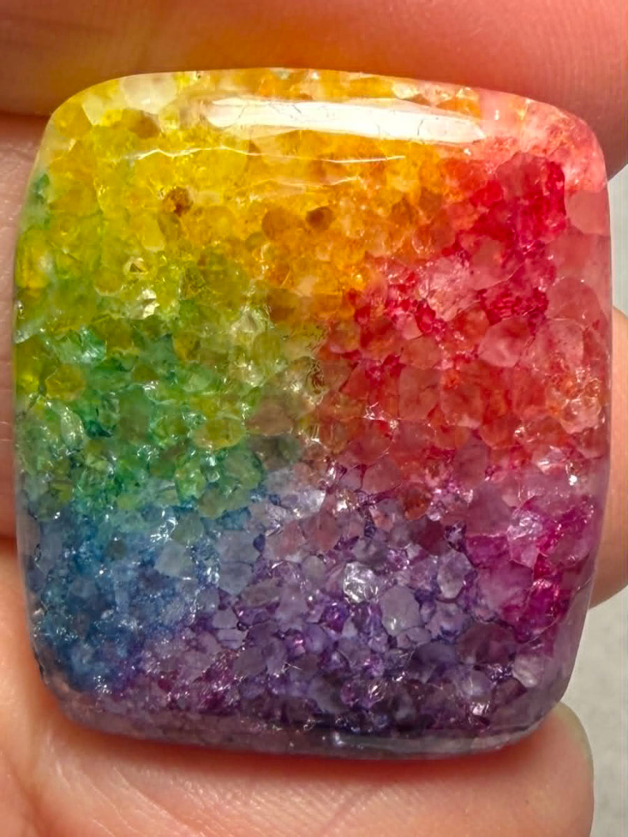 Rectangle 28x24mm Rainbow Solar Quartz Cabochon 96