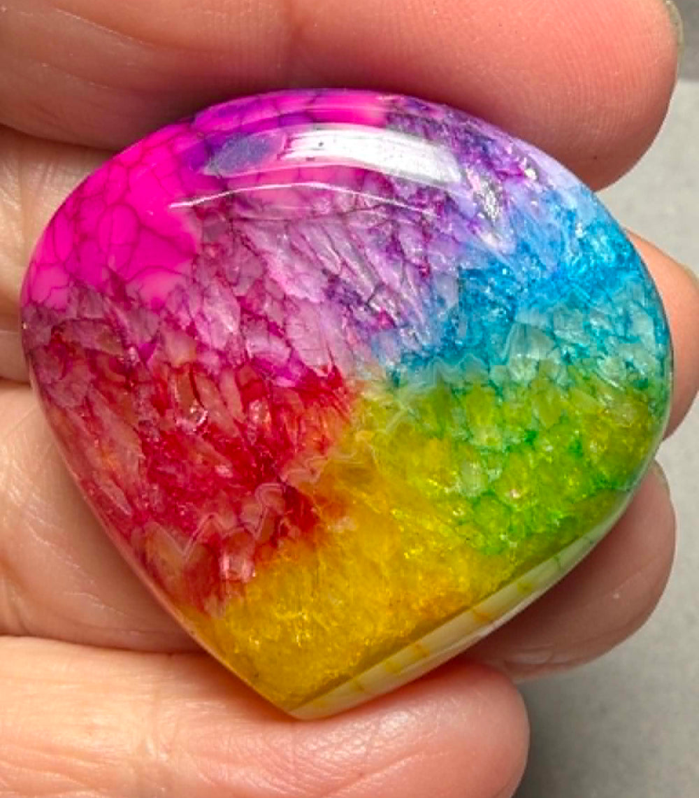 Teardrop 36x37mm Rainbow Solar Quartz Cabochon 97