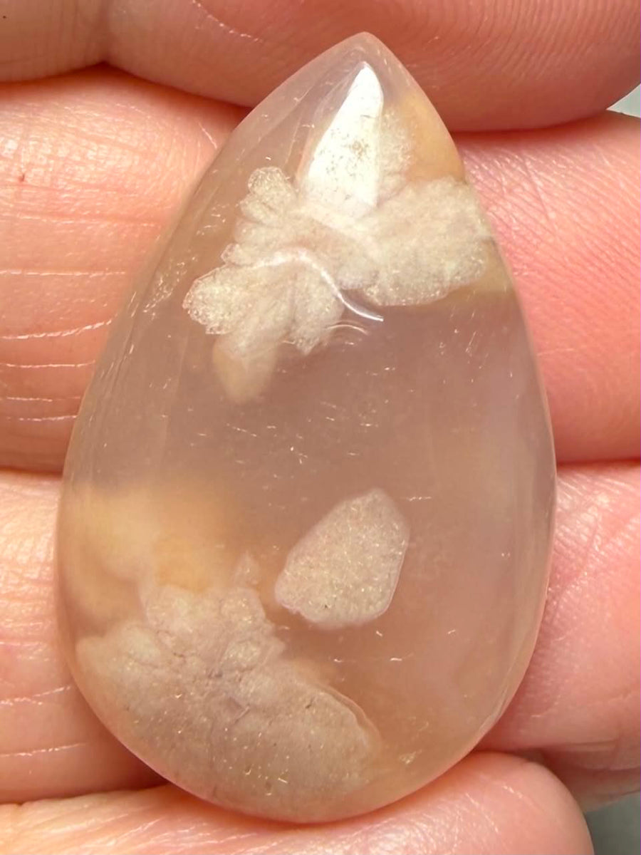 Teardrop 30x19mm Cherry Blossom Agate Cabochon 28