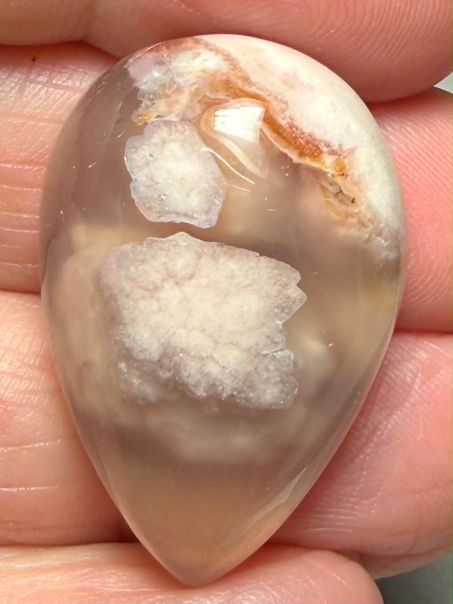 Teardrop 30x20mm Cherry Blossom Agate Cabochon 30