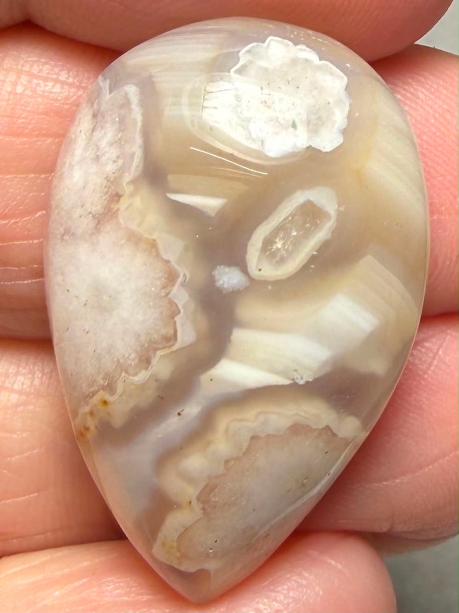 Teardrop 31x20mm Cherry Blossom Agate Cabochon 31