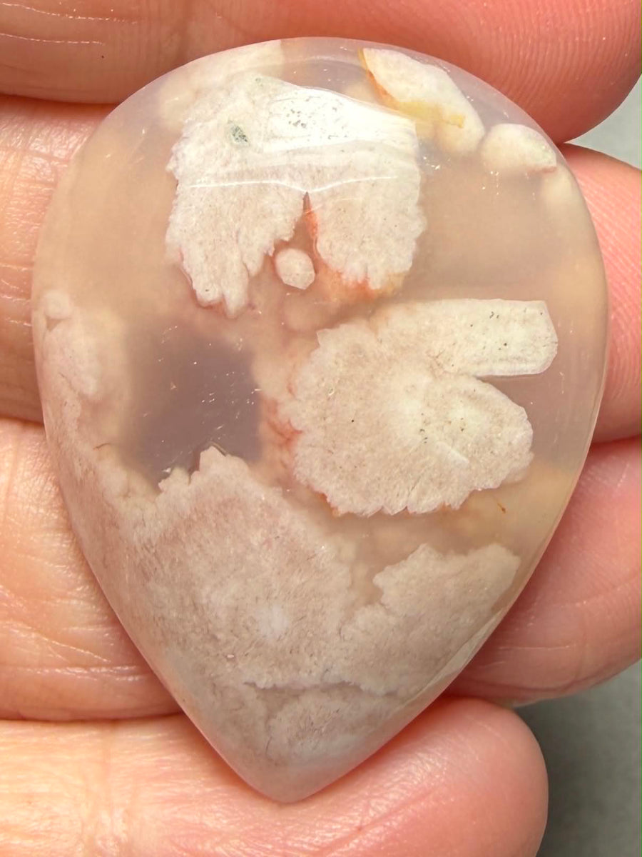 Teardrop 37x28mm Cherry Blossom Agate Cabochon 35