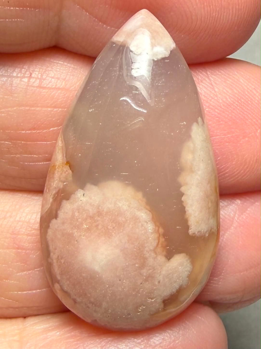 Teardrop 34x19mm Cherry Blossom Agate Cabochon 38