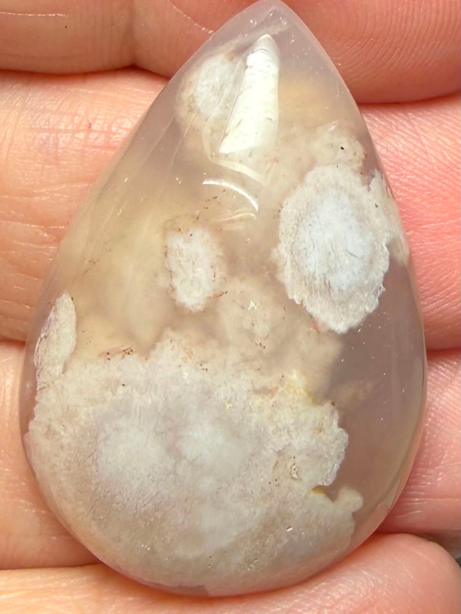 Teardrop 35x24mm Cherry Blossom Agate Cabochon 39