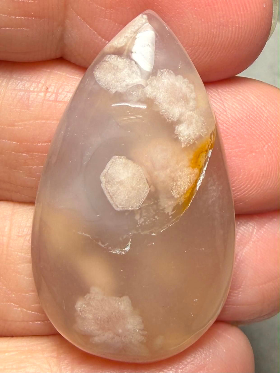 Teardrop 38x22mm Cherry Blossom Agate Cabochon 40